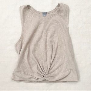 Aerie Taupe Cropped Twist Top